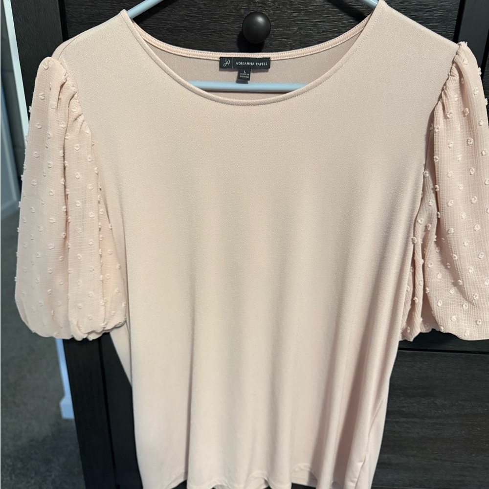 Adrianna Papell Dusty Pink Clip Dot Short Sleeve Blouse-Brand New Never Worn - Picture 4 of 7